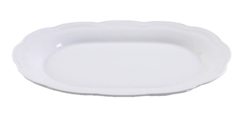 Fuente Servicio Ceramica Ovalada Facetada Blanca Grande 35cm