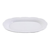 Fuente Servicio Ceramica Ovalada Facetada Blanca Grande 35cm