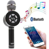 Microfone Karaokê Com Caixa De Som Bluetooth Muda Voz Led 