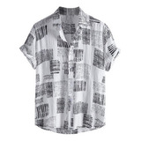 . Camisa De Hombre Con Estampado De Botones Casuales De