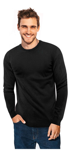 Sweater Liso Hombre Hilo Basico Cuello Redondo Basic