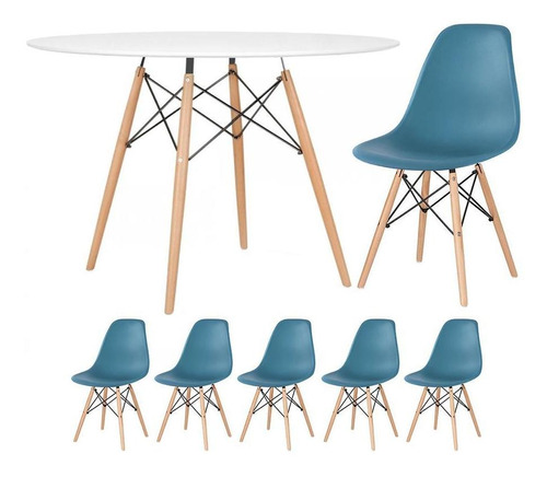 Kit Jantar Eames Mesa Redonda 120 Cm  5 Cadeiras Eiffel