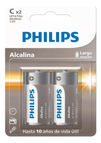 Pila Alcalina Philips C Alkaline(precio Blisterx2 Unidades)!