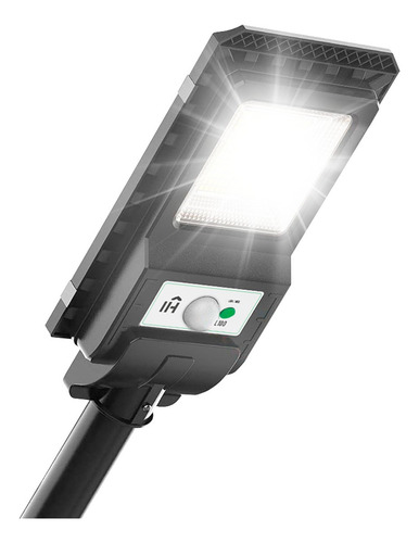 Luminária Solar Refletor Poste 100w Potente Led 12h Preta Estrutura Preto
