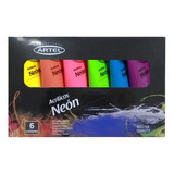 Set 6 Pinturas Acrilicas Neon 22ml. Artel (6 Colores