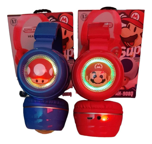 Nuevos Audifonos De Mario Bros De Diadema Con Luces Rgb 