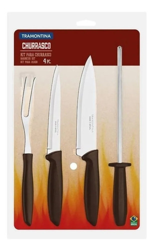 Set Cuchillos Tramontina Plenus X4 Asado Parrilla Chaira