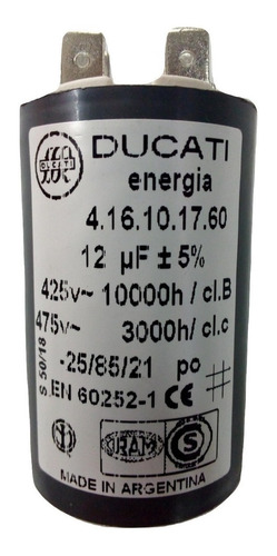 Capacitor De Arranque Para Motor, 12 A 20 Microfaradios