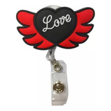 Yoyo Retráctil Porta Credencial Modelo Corazón Negro Love 