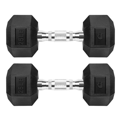 Par Mancuernas Hexagonales Caucho 25lb 11.33 Kg Gym Crossfit Color Negro | MercadoLibre