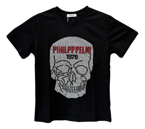 Playera Calavera Philipp Plein Rojo Con Diamantes 5 Colores