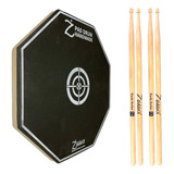 Kit Pad Estudo Bateria 12 Polegadas Com 2 Pares Baquetas 7a