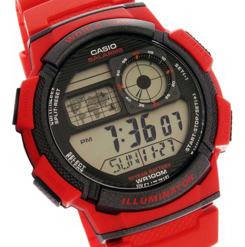 Reloj Hombre Casio Cod: Ae-1000w-4a Hora Múltiple 5 Alarmas