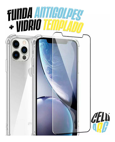 Combo Funda Para iPhone + Vidrio + Cargador 20w Carga Rapida