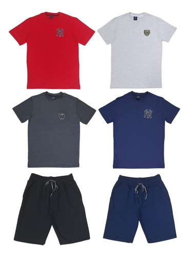 Kit 2 Conjuntos E 2 Camisetas Juvenil Masculino Para Meninos