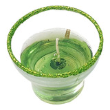 Vela Aromatica Mini Vaso C/ Castiçal Vidro C/ Glitter Verde 