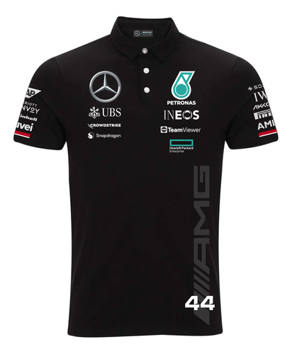 Playera Tipo Polo Mercedes Amg F1 Lewis Hamilton 44