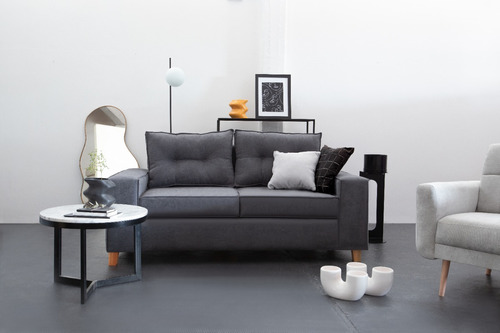 Sillon Sofa 3 Cuerpos Amsterdam Chenille Minimalista Living