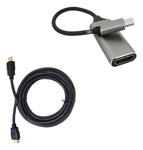 Kit Cabo Adaptador De Vídeo Tipo-c Para Hdmi + Cabo Hdmi