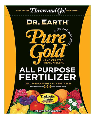 Dr. Tierra Oro Puro Pelletized Multiusos Fertilizante 8lb B.