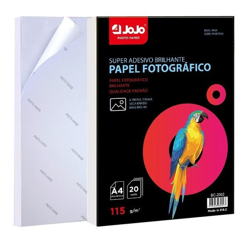 Papel Fotográfico Adesivo Premium A4 Glossy 115g 100 Folhas
