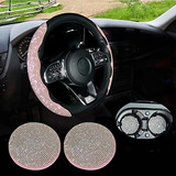 Funda De Volante Bling Rhinestone Para Mujer Universal 15