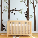 Pandas Con Arboles Decorativos En Vinil Adhesivo 