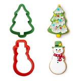 Set 2 Moldes Cortadores Navidad Galletas Árbol Muñeco Nieve