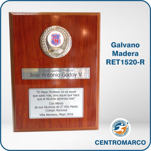 Galvano Madera 20cm X 15cm Incluye Medalla Placa Y Logo 