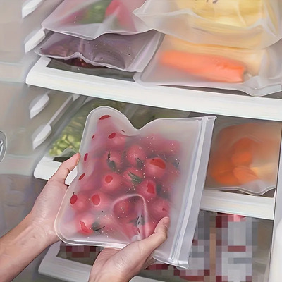 4pcs Reusable Silicone Food Storage Bags Transparent