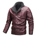 Chaquetas De Piel Sintética Gruesa Para Hombre  Solapa Infor