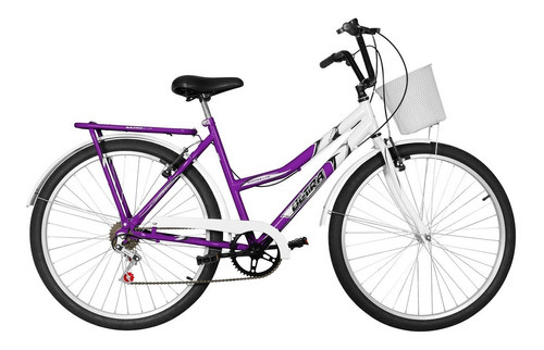 Bicicleta Aro 26 Ultra Bike Summer Bicolor Com 6 Marchas Cor Lilas - Branco