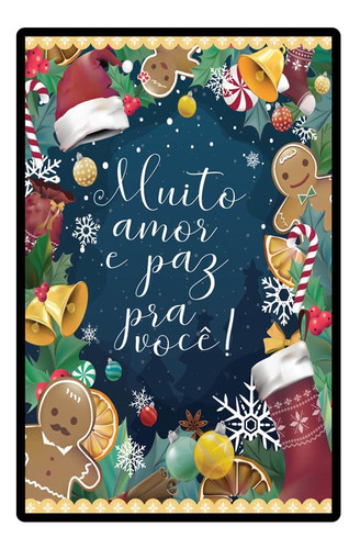 Quadro Placa Decorativa Natal - Muito Amor E Paz