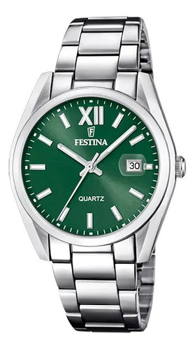 Reloj Festina Classic Hombre Acero Verde Fecha 50m F20683.5