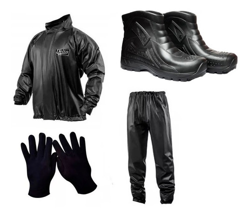 Combo Traje Lluvia Moto Delta / Imermeable + Botas + Guantes