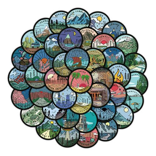 Viaje Ciudades Usa 50 Calcomanias Stickers De Pvc Vs Agua