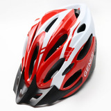 Capacete Ciclismo Mtb Led Preto Branco Genesi Confortável Cor Vermelho Tamanho G