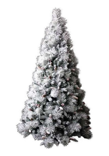 Árvore De Natal Luxo Nevada C/pinhas Cerejas 712 Galhos 1,8m