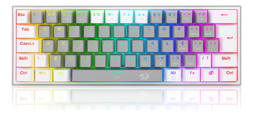 Teclado Mecânico Redragon Fizz Cinza E Branco K617 Pt-blue