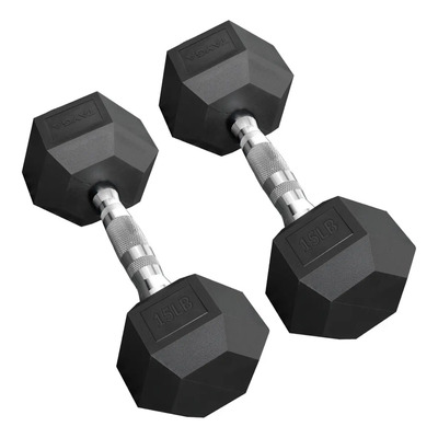 Par Mancuernas Pesas Hexagonales 15lb\u002F6.8kgc\u002Fu Pvc Gym Negro | Meses sin interés