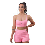 Roupa Fitness Feminina Conjunto Short E Top Verao Colors