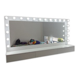 Espejos De Maquillaje 1.50 X 80 18 Luces Con Mesa  Incluye Ménsulas. Led. Camerinos,estilo Hollywood, Makeup Todoespejos