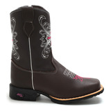 Bota Feminina Menina Botina Country 100% Couro Texana