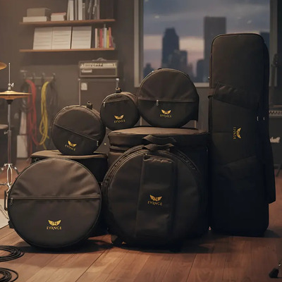 Capa Bag Kit Bateria 7 Peças (2 Bumbos) Premium Line Evance Preto