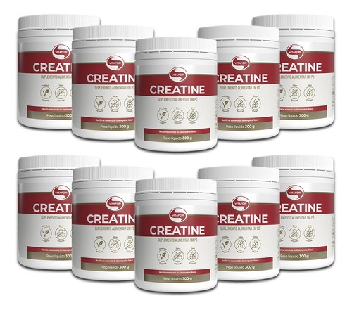 Leve 10 Unidades: Creatina Monohidratada 300g - Vitafor