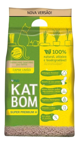 Areia Katbom Granulado Sanitário Para Gato Capim Limão 3kg