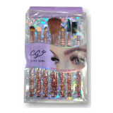 Set Brochas Y Pinceles Maquillaje Profesional Cristal X7