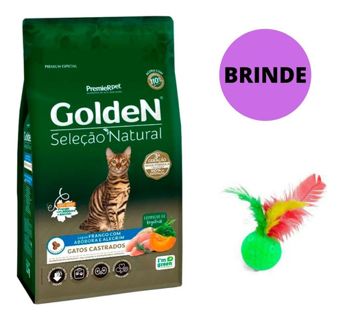 Ração Golden Gatos Seleção Natural Castrados Abobora 1kg