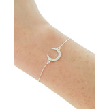 Pulsera Regulable Luna 12mm Cristales Plata 925 19,5cm