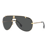 Gafas De Sol Versace Hombre Montura Dorada, Lentes Gris Oscu